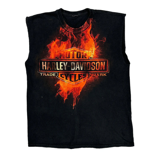 Harley Davidson Graphic T-Shirt - Medium Black Cotton