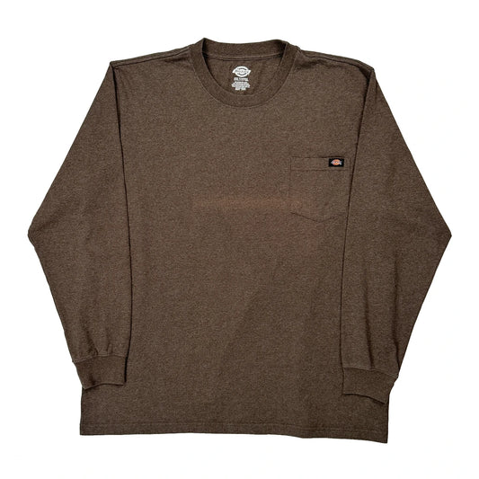 Dickies Long Sleeve T-Shirt - 2XL Brown Cotton Blend