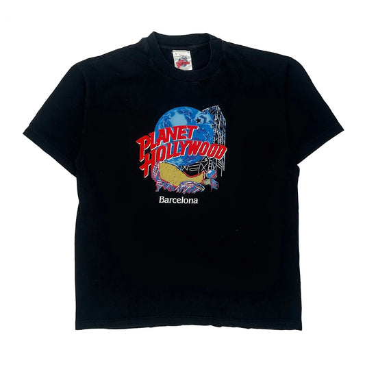 Made In USA Barcelona Planet Hollywood T-Shirt - Large Black Cotton