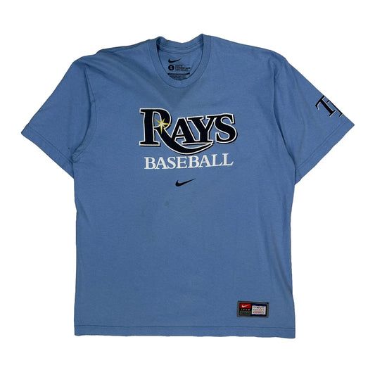 Rays Baseball Nike Graphic T-Shirt - Large Blue Cotton