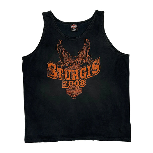 Vintage Sturgis Harley Davidson Graphic Vest - 2XL Black Cotton