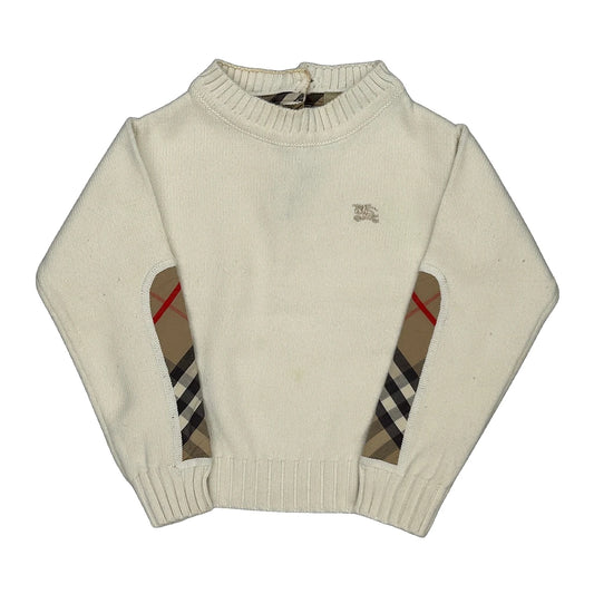 Vintage Age 18 Months Burberry Checked Sweater - 2XS White Cotton