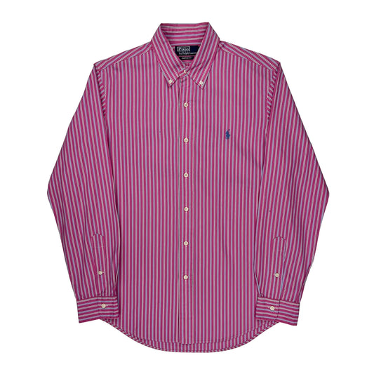 Vintage Polo By Ralph Lauren Striped Shirt - Medium Pink Cotton