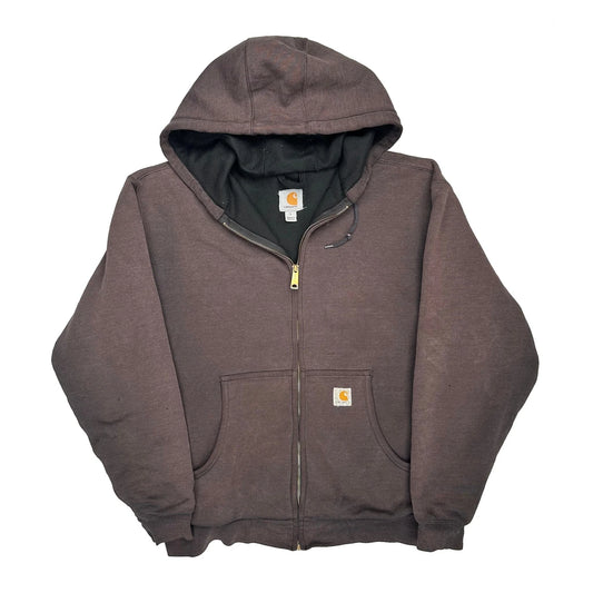 Thermal Lined Carhartt Full Zip Hoodie - Large Brown Cotton