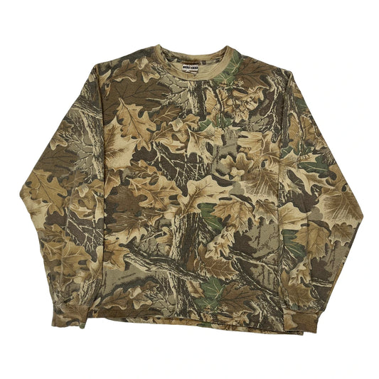 Jerzees Camo Long Sleeve T-Shirt - Large Green Cotton