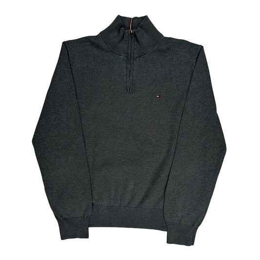 Vintage Tommy Hilfiger 1/4 Zip - Large Grey Cotton