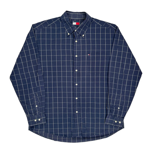 Tommy Hilfiger Checked Shirt - Large Navy Cotton