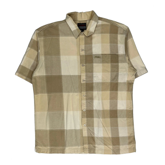 Fubu Checked Short Sleeve Shirt - Large Beige Cotton