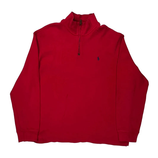 Polo By Ralph Lauren 1/4 Zip - 2XL Red Cotton