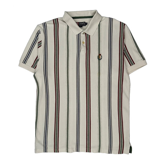 Vintage Chaps Ralph Lauren Striped Polo Shirt - XL Cream Cotton