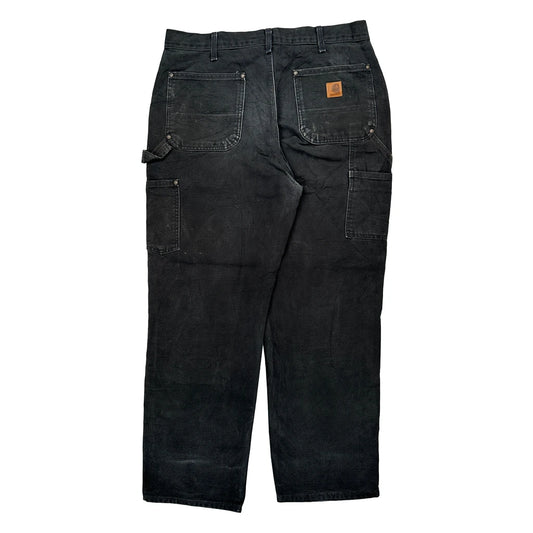 Carhartt B136 Blk Double Knee Carpenter Trousers - 34W 31L Black Cotton
