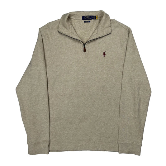 Polo By Ralph Lauren 1/4 Zip - Large Beige Cotton