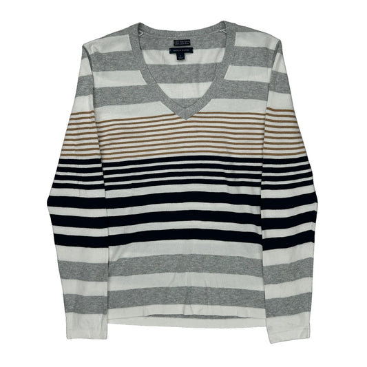 Tommy Hilfiger Striped Sweater - Medium Gray Cotton