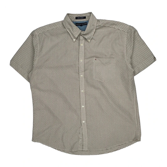 Tommy Hilfiger Checked Short Sleeve Shirt - XL Beige Cotton