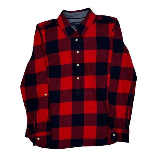 Tommy Hilfiger Checked Flannel Shirt - Small Red Cotton