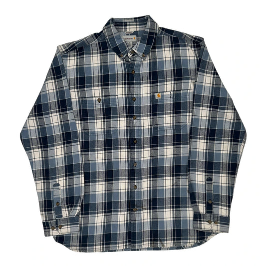 Carhartt Checked Flannel Shirt - XL Blue Cotton