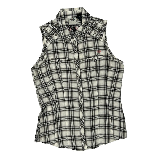 Harley Davidson Checked Shirt - Medium Black & White Cotton