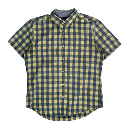 Tommy Hilfiger Checked Short Sleeve Shirt - Medium Blue Cotton