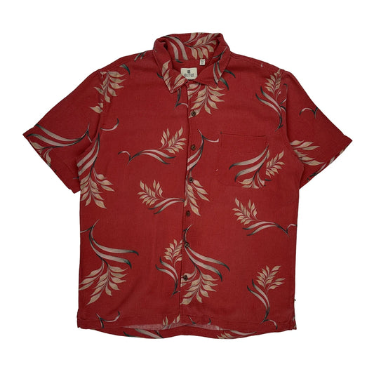 Solitude Floral Hawaiian Shirt - Large Red Silk