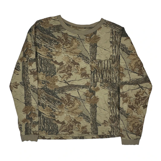 Mossy Oak Camo Sweatshirt - XL Khaki Cotton Blend
