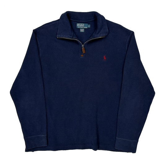 Polo By Ralph Lauren 1/4 Zip - Large Navy Cotton