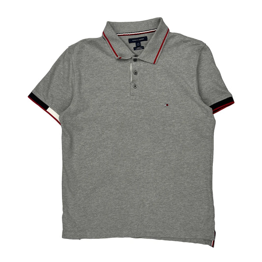 Tommy Hilfiger Slim Fit Polo Shirt - Large Grey Cotton