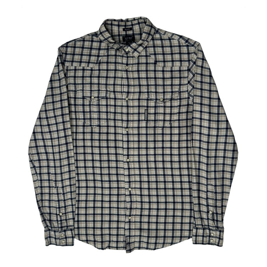 Armani Jeans Checked Flannel Shirt - XL Beige Cotton