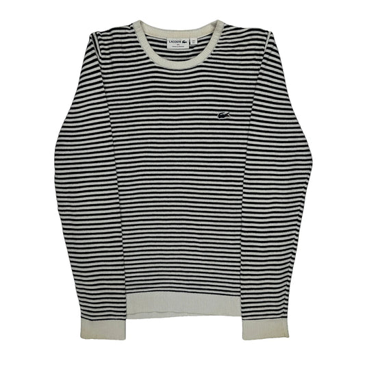 Lacoste Striped Jumper - Large Black & White Cotton
