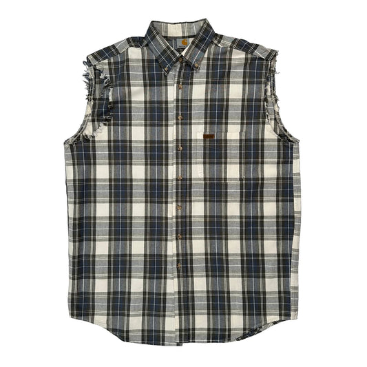 Carhartt Checked Flannel Shirt - Large Grey Cotton