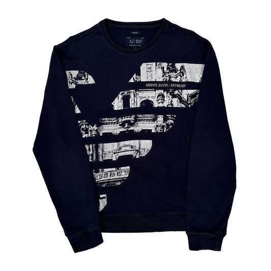 Antwerp Armani Jeans Graphic Long Sleeve T-Shirt - Large Black Cotton