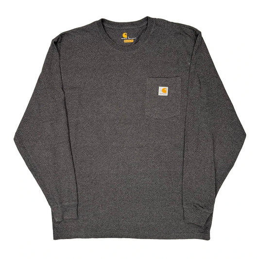 Carhartt Long Sleeve T-Shirt - Large Grey Cotton Blend
