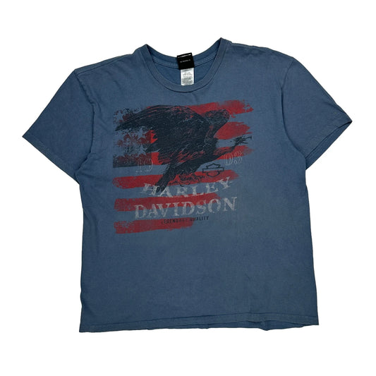 Vintage Made In USA, Panama City Beach Harley Davidson Graphic T-Shirt - XL Blue Cotton
