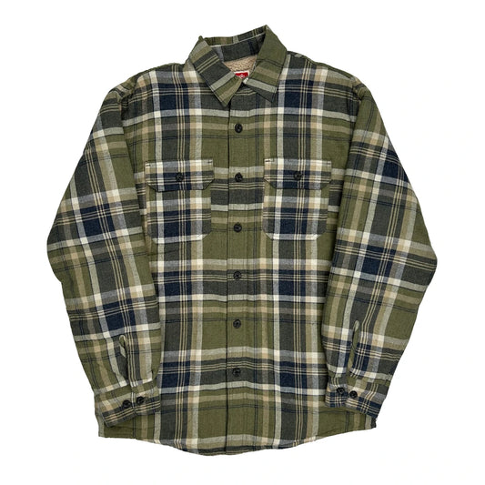 Wrangler Checked Overshirt - Small Green Cotton