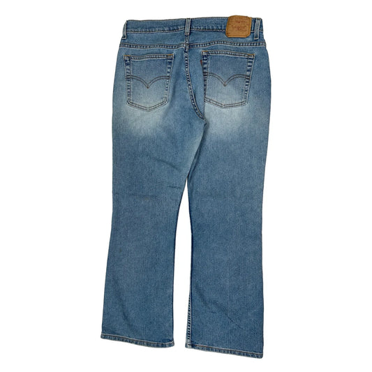 515 Levis Boot Cut Jeans - 32W UK 10 Blue Cotton