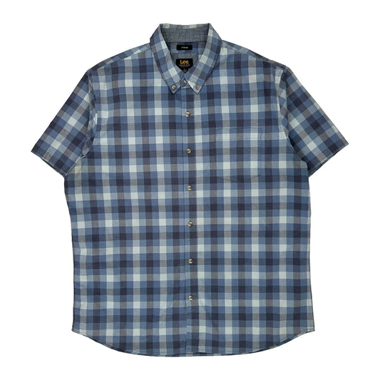 Lee Checked Short Sleeve Shirt - XL Blue Cotton