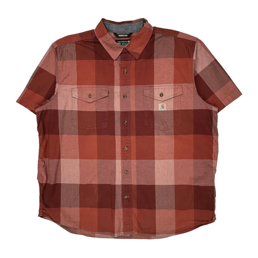 Carhartt Checked Short Sleeve Shirt - 2XL Brown Cotton