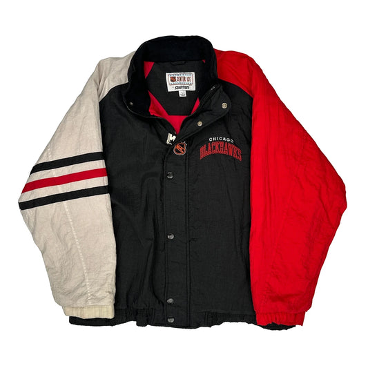Chicago Blackhawks Starter Center Ice Varsity Jacket - Large Black Polyester