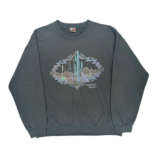Tombstone Arizona Sportex Graphic Sweatshirt - Large Black Cotton Blend