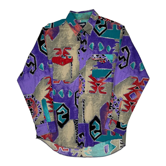 Wrangler Graphic Patterned Shirt - Large Multicoloured Cotton