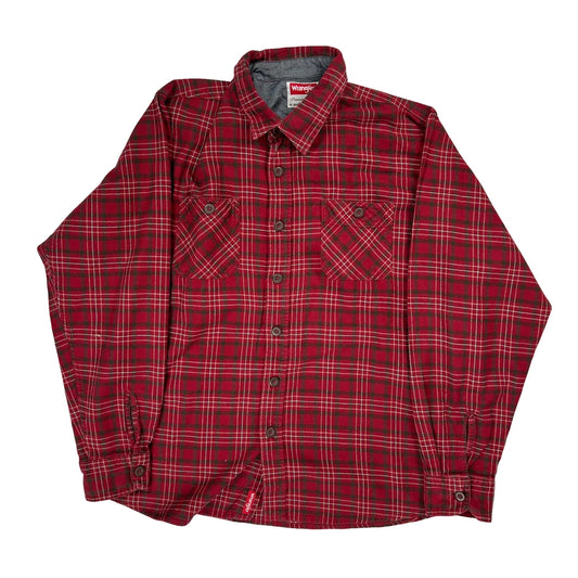 Wrangler Checked Flannel Shirt - XL Red Cotton