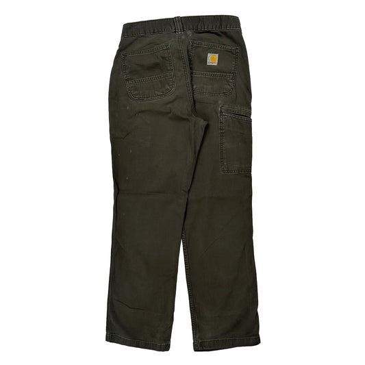 Carhartt Carpenter Trousers - 26W 30L Green Cotton