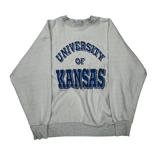 University Of Kansas Champion College Sweatshirt - 2XL Blue Polyester