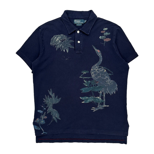 Polo By Ralph Lauren Floral Polo Shirt - Large Navy Cotton
