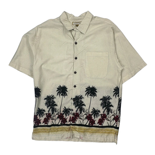 Consensus Floral Hawaiian Shirt - Large Cream Cotton