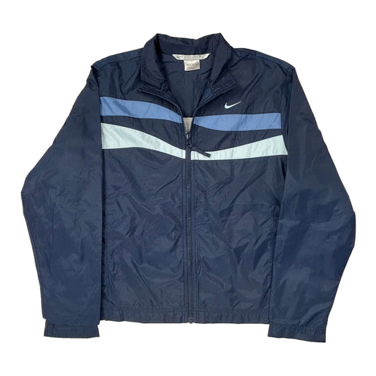 Nike Striped Track Jacket - Medium Blue Polyester