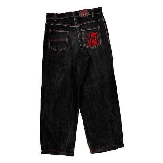 Vintage Evolution Wide Leg Jeans - 30W 28L Dark Wash Cotton