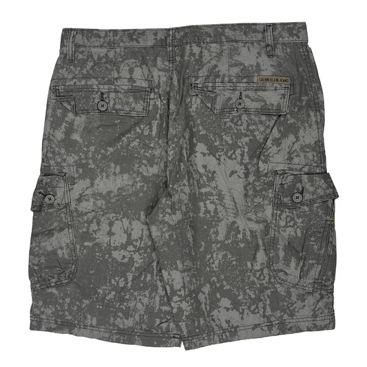 Vintage Calvin Klein Jeans Camo Cargo Shorts - 34W 11L Grey Cotton