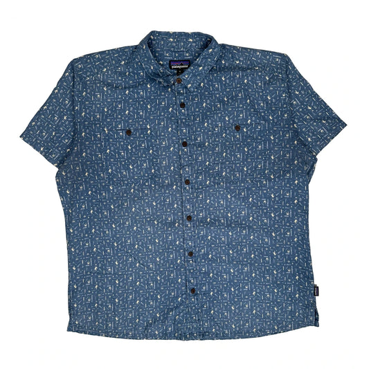 Patagonia Short Sleeve Shirt - XL Blue Cotton