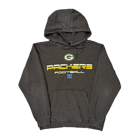 Vintage Packers Nfl Hoodie - Large Grey Cotton Blend