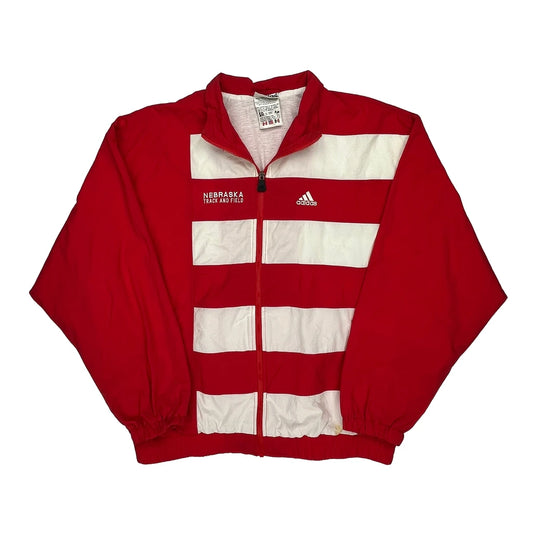 Nebraska Track And Field Adidas Striped Track Jacket - 2XL Red Cotton Blend
